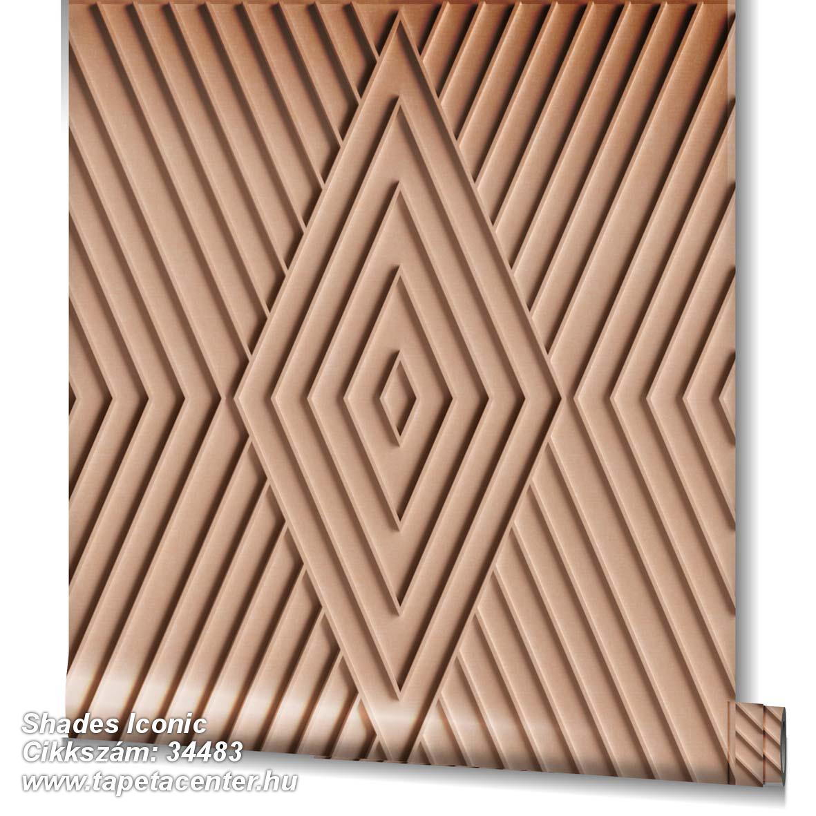 3d hatású,geometriai mintás,barna,lemosható,vlies tapéta 